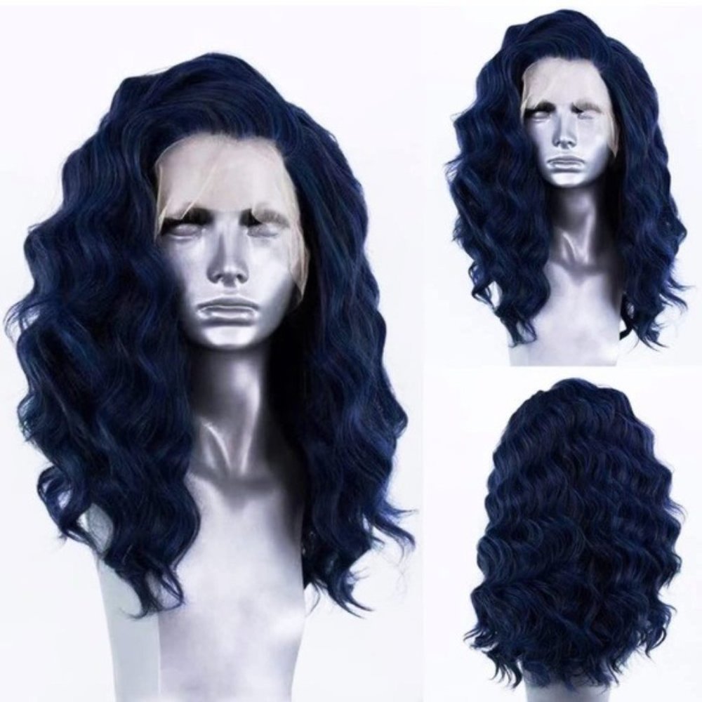Blue Short Wave Lace Wig